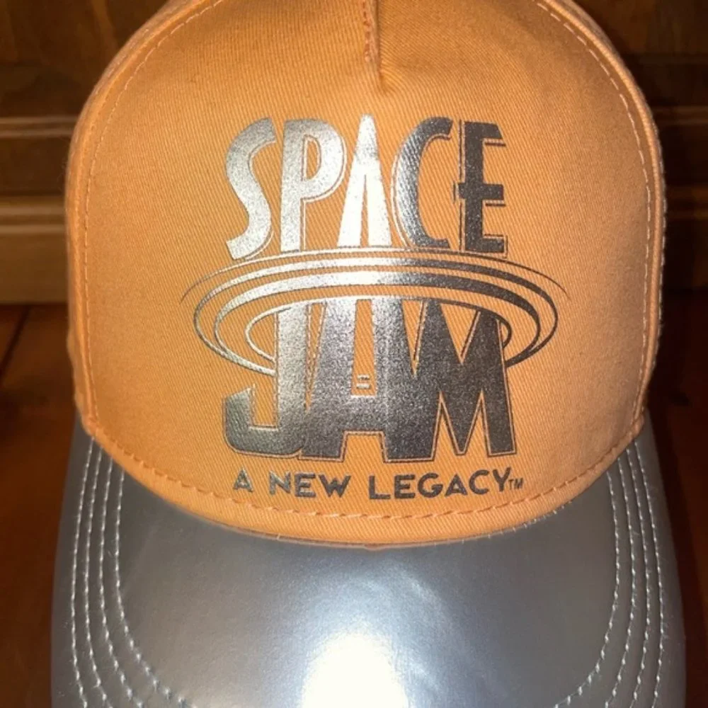Space Jam Curved Brim Orange & Silver Baseball Cap Hat